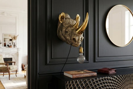 Lampă de perete aurie RHINO 40cm sculptură de rinocer ,lucrată manual [5]