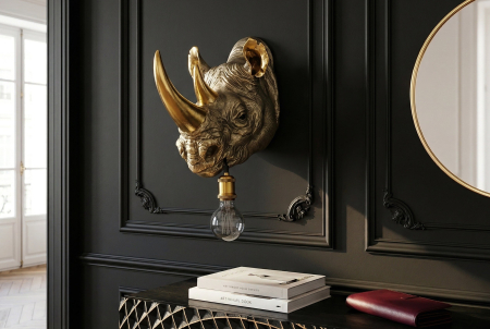 Lampă de perete aurie RHINO 40cm sculptură de rinocer ,lucrată manual [4]