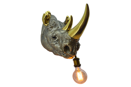 Iluminat - Lampă de perete aurie RHINO 40cm sculptură de rinocer ,lucrată manual