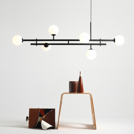 Lustră din metal negru cu 6 becuri HARMONY, 110 cm [1]