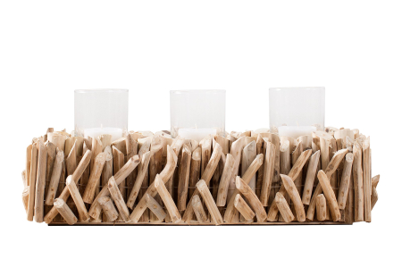 Decorațiuni - Lanterna FOSSIL 50 cm din lemn de pluș cu 3 sticle