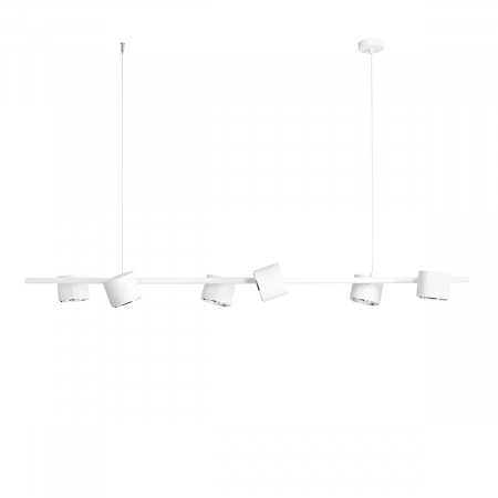 Lustră din metal alb cu 6 becuri Bot, 100 cm