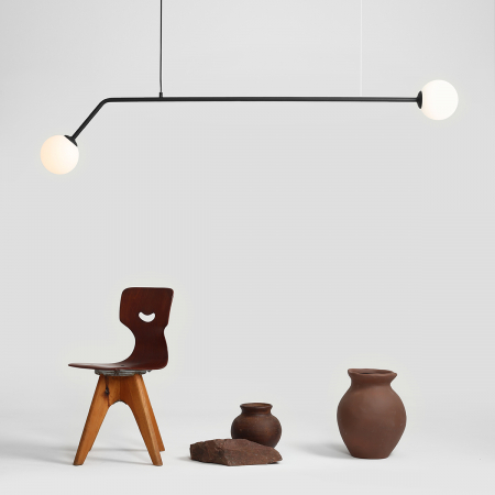 Lustră din metal negru cu 2 becuri Pure, 120 cm [3]