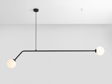 Lustră din metal negru cu 2 becuri Pure, 120 cm