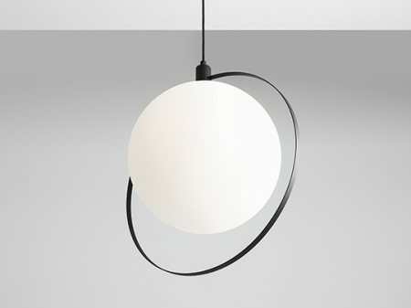 Lustră din metal negru cu abajur alb mat Aura, 120 cm [5]