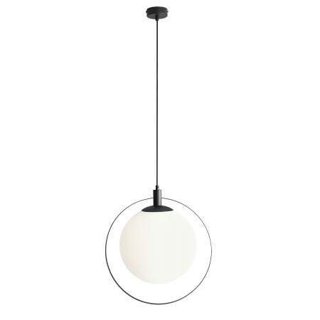 Lustre - Lustră din metal negru cu abajur alb mat Aura, 120 cm