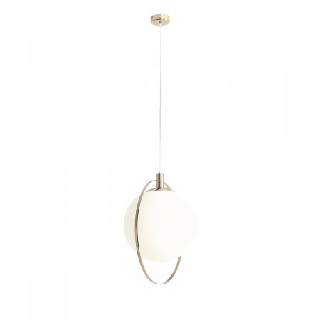 Lustre - Lustră din metal auriu cu abajur alb mat Aura, 120 cm
