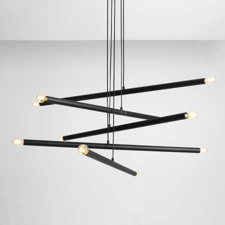 Lustră din metal negru cu 10 becuri Tubo, 105 cm [6]