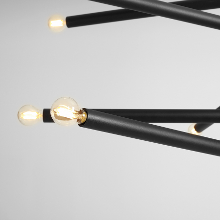 Lustră din metal negru cu 10 becuri Tubo, 105 cm [5]