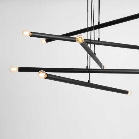 Lustră din metal negru cu 10 becuri Tubo, 105 cm [7]