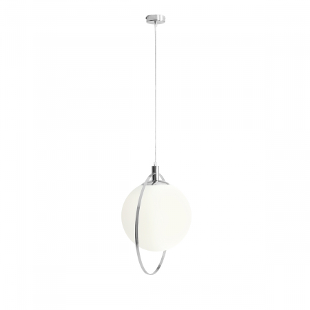 Lustre - Lustră din metal argintiu cu abajur alb mat Aura, 120 cm