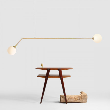 Lustră din metal auriu cu 2 becuri Pure, 120 cm [6]