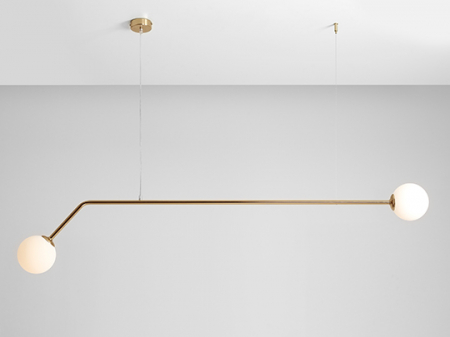 Lustră din metal auriu cu 2 becuri Pure, 120 cm [2]