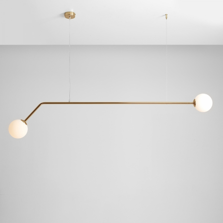 Lustră din metal auriu cu 2 becuri Pure, 120 cm