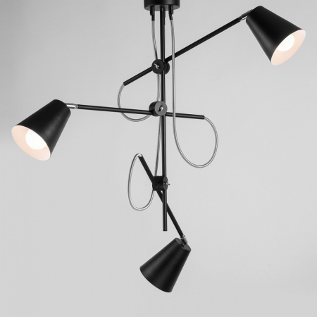 Lustră din metal negru cu 3 abajururi Arte, 80 cm [1]