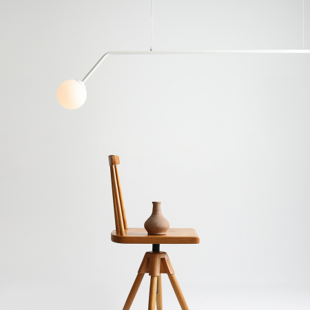 Lustră din metal alb cu 2 becuri Pure, 120 cm [3]