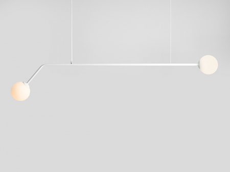 Lustră din metal alb cu 2 becuri Pure, 120 cm