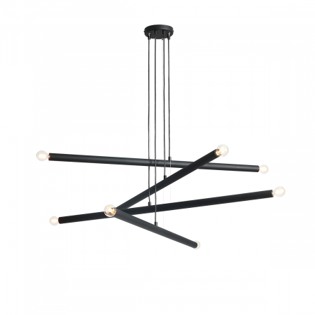 Lustre - Lustră din metal negru cu 8 becuri Tubo, 105 cm