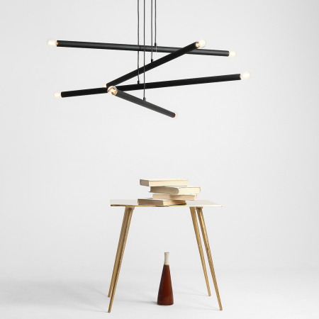 Lustră din metal negru cu 8 becuri Tubo, 105 cm [5]
