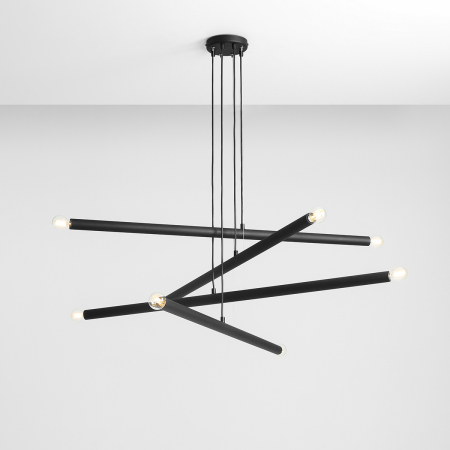 Lustră din metal negru cu 8 becuri Tubo, 105 cm [2]