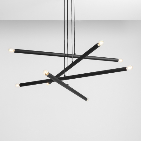 Lustră din metal negru cu 8 becuri Tubo, 105 cm [3]