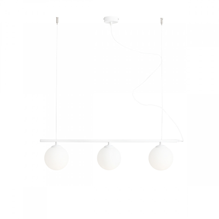Lustre - Lustră din metal alb și 3 abajururi din sticlă, 90 cm