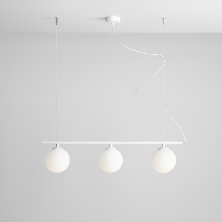 Lustră din metal alb și 3 abajururi din sticlă, 90 cm [1]