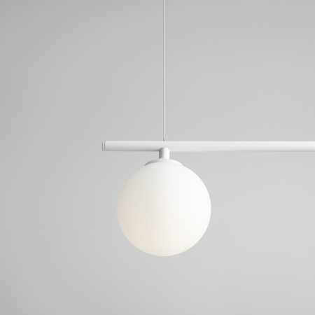 Lustră din metal alb și 3 abajururi din sticlă, 90 cm [3]