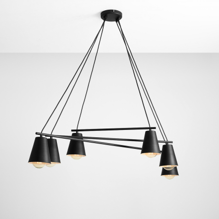 Lustră din metal negru cu 6 becuri Arte, 95 cm [5]