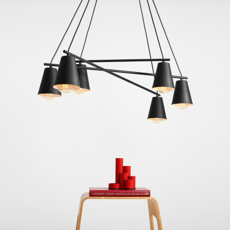 Lustră din metal negru cu 6 becuri Arte, 95 cm [2]