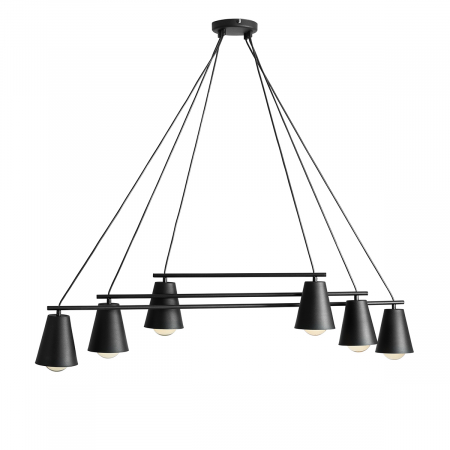 Lustre - Lustră din metal negru cu 6 becuri Arte, 95 cm