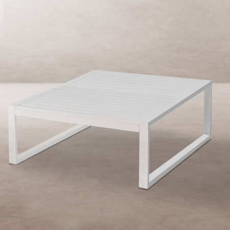 Mobilier Gradina - Masa de exterior din aluminiu alb 100 x 100 x 45 cm