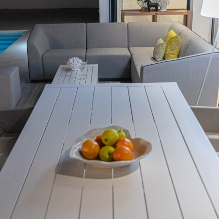 Masa de exterior din aluminiu alb 100 x 100 x 45 cm [2]