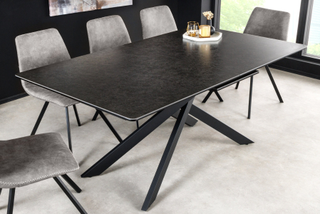 Masă de dining ALPINE 160-200cm ceramică aspect marmură antracit [3]