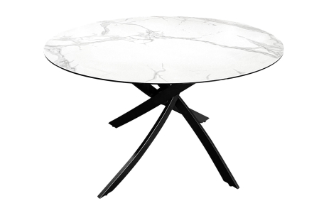 Mese bucatarie & dining - Masă de dining ALPINE Ø 120cm rotundă ceramică aspect marmură albă