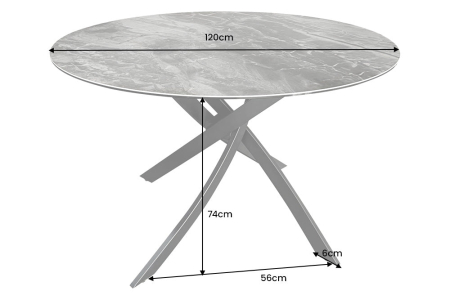 Masă de dining ALPINE Ø 120cm rotundă din ceramică cu aspect de marmură, taupe [6]