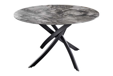 Mese bucatarie & dining - Masă de dining ALPINE Ø 120cm rotundă din ceramică cu aspect de marmură, taupe