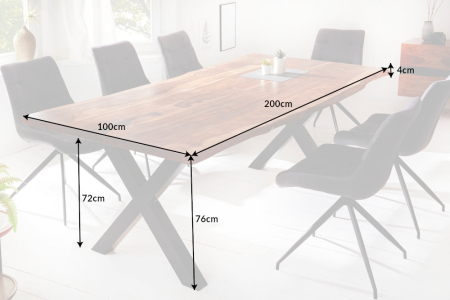 Masă de dining AMAZONAS 200cm picioare X-leaf lemn natural [4]