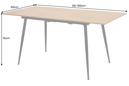 Masă de dining APARTMENT 120-160cm extensibilă, aspect lemn de stejar sălbatic natural [7]