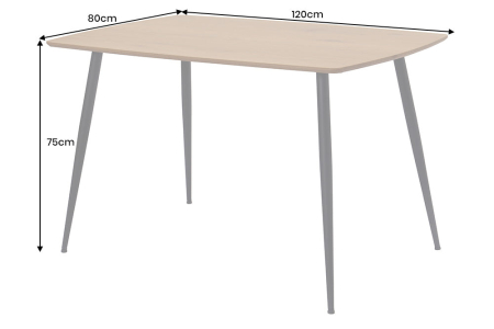 Masă de dining APARTMENT 120cm, aspect lemn de stejar sălbatic natural, cu cadru metalic negru [6]