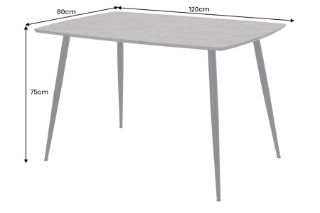 Masă de dining APARTMENT 120cm aspect piatră gri cu cadru metalic negru [6]