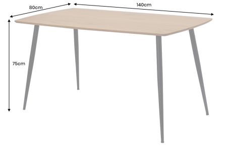 Masă de dining APARTMENT 140cm, aspect lemn de stejar sălbatic natural, cu cadru metalic negru [6]