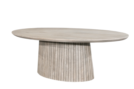 Mese bucatarie & dining - Masă de dining ART DECO 220 cm, ovală, cu picior canelat, din lemn de mango, gri fum