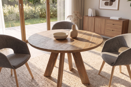 Masă de dining ART WOOD 100 cm rotundă din lemn de mango maro [3]