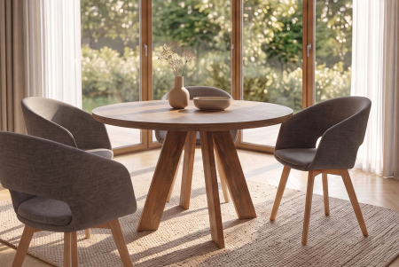 Masă de dining ART WOOD 100 cm rotundă din lemn de mango maro [2]