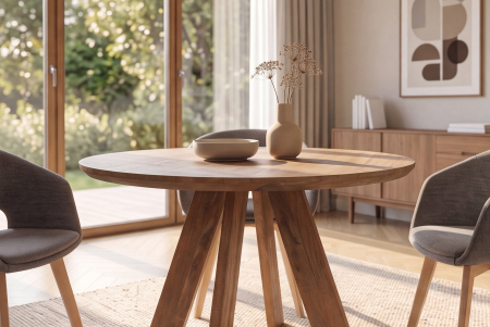 Masă de dining ART WOOD 100 cm rotundă din lemn de mango maro [7]