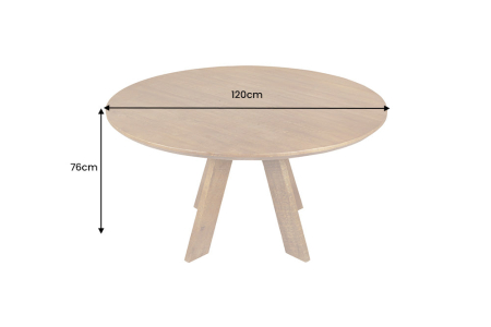 Masă de dining ART WOOD Ø 120 cm, rotundă, din lemn de mango, finisaj maro miere [9]