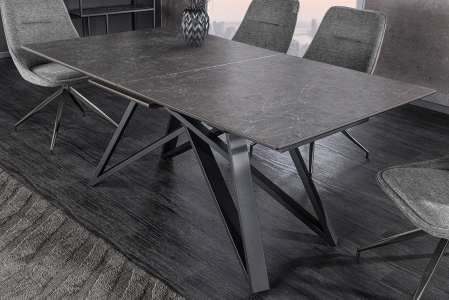 Masă de dining ATLAS 160-200cm extensibilă, aspect marmură, ceramică grafit, sticlă securizată [2]