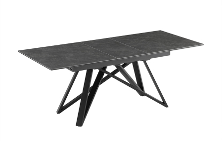 Dining - Masă de dining ATLAS 160-200cm extensibilă, aspect marmură, ceramică grafit, sticlă securizată