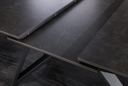 Masă de dining ATLAS 160-200cm extensibilă, aspect marmură, ceramică grafit, sticlă securizată [5]